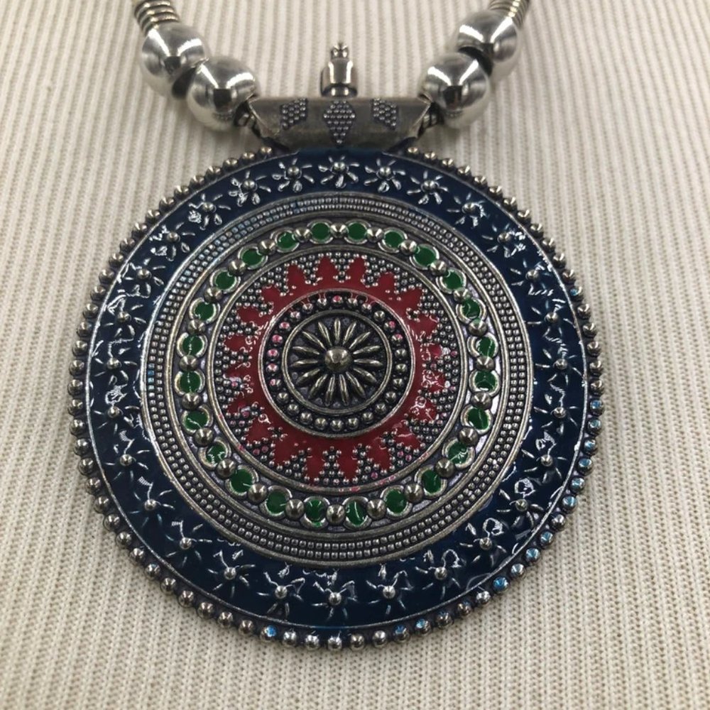 Silver Large Pendant Necklace With Chain, Silver Pendant Necklace,
